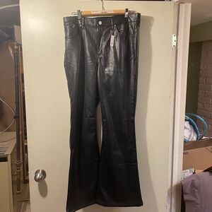 Faux vegan leather flare pants